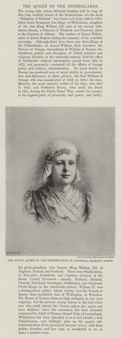 Ulusal Köylü Elbiseli Hollanda Genç Kraliçesi by English Photographer