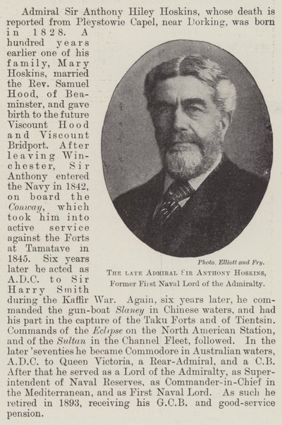 Merhum Amiral Sir Anthony Hoskins, Amiralliğin Eski Birinci Deniz Kuvvetleri Komutanı by English Photographer