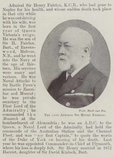 Merhum Amiral Sir Henry Fairfax by English Photographer