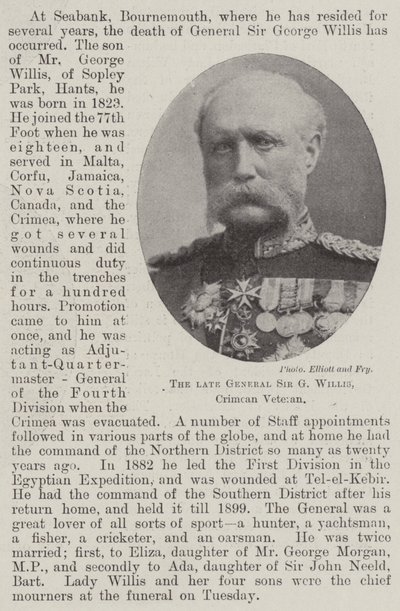 Rahmetli General Sir G Willis, Kırım Gazisi by English Photographer