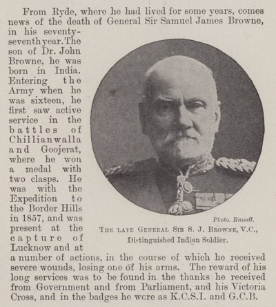Merhum General Sir SJ Browne, VC, Değerli Hint Askeri by English Photographer