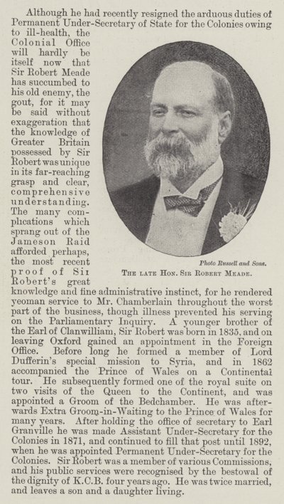 Merhum Sayın Sir Robert Meade by English Photographer