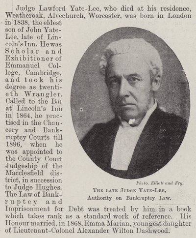 Rahmetli Yargıç Yate-Lee, İflas Hukuku Kurumu by English Photographer