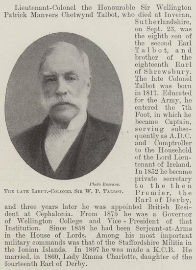 Merhum Yarbay Sir WP Talbot by English Photographer