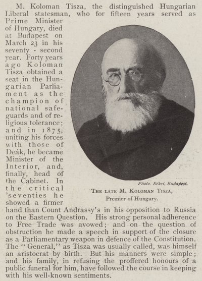Macaristan Başbakanı M. Koloman Tisza by English Photographer