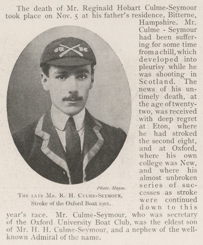 Merhum Bay RH Culme-Seymour, Oxford Teknesinin İnme 1901 by English Photographer