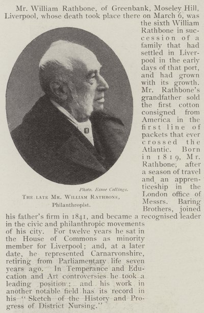 Merhum Bay William Rathbone, Hayırsever by English Photographer