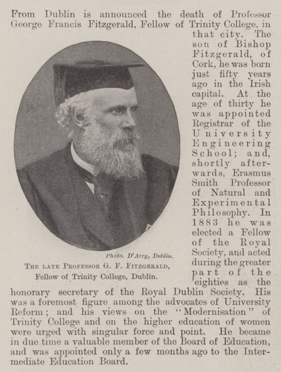 Rahmetli Profesör GF Fitzgerald, Dublin Trinity College Üyesi by English Photographer