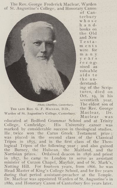 Rahmetli Muhterem GF Maclear, DD, St Augustines College Warden, Canterbury by English Photographer