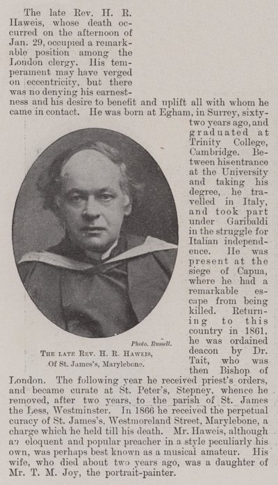 Aziz James, Marylebone merhum Muhterem HR Haweis, by English Photographer