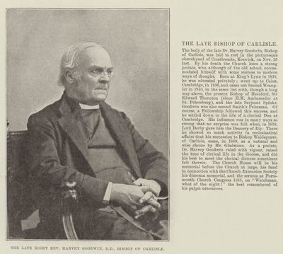 Merhum Sağ Muhterem Harvey Goodwin, DD, Carlisle Piskoposu by English Photographer