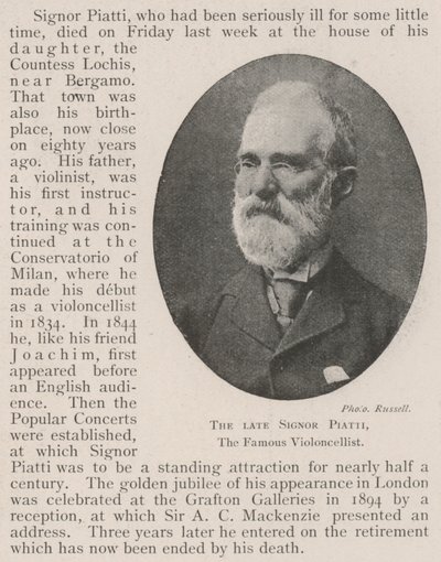 Merhum Signor Piatti, Ünlü Viyolonselci by English Photographer