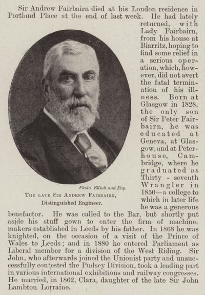 Merhum Sir Andrew Fairbairn, Seçkin Mühendis by English Photographer