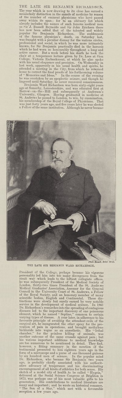 Merhum Sir Benjamin Ward Richardson by English Photographer