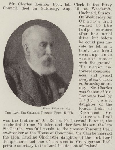 Merhum Sir Charles Lennox Peel, KCB by English Photographer