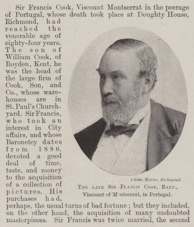 Geç Sir Francis Cook, Baronet, Montserrat Vikontu, Portekiz by English Photographer