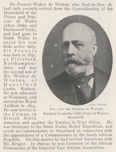 Geç Sir Francis de Winton, eskiden Galler Prensi Hanehalkı Kontrolörü by English Photographer
