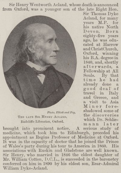 Merhum Sir Henry Acland, Radcliffe Kütüphaneci, Oxford by English Photographer