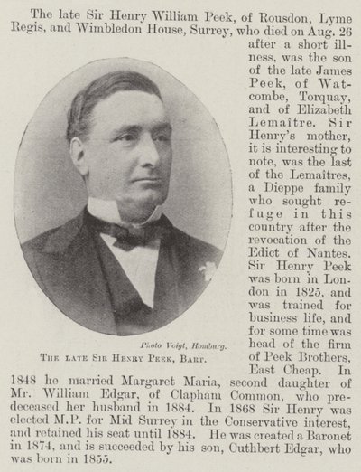 Merhum Sir Henry Peek, Baronet by English Photographer