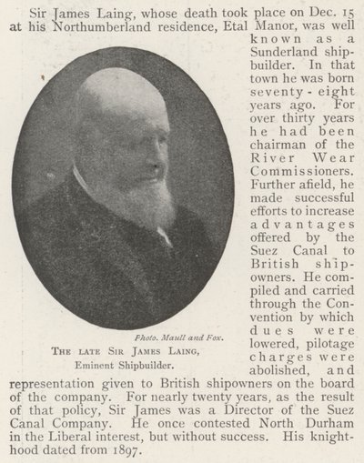 Merhum Sir James Laing, Seçkin Gemi Yapımcısı by English Photographer