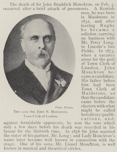 Merhum Sir John B Monckton, Londra Belediye Memuru by English Photographer