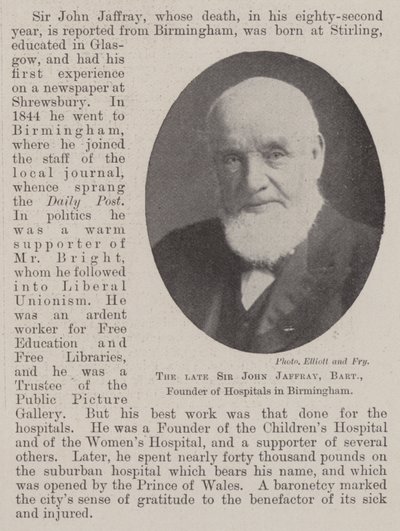 Merhum Sir John Jaffray, Baronet, Birmingham