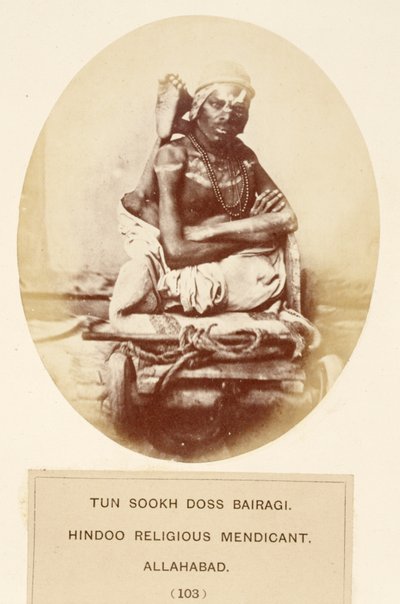Tun Sookh Doss Bairago, Hindu Dini Mendicant, Allahabad, The People of India, J. Forbes Watson tarafından, 1868 yayınlandı (albüm baskısı) by English Photographer