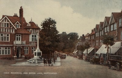 Savaş Anıtı ve Green Lane, Northwood, Londra (renkli fotoğraf) by English Photographer