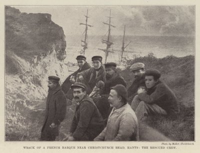 Christchurch Head, Hants, Kurtarılan Mürettebat yakınında bir Fransız Barque'nin enkazı by English Photographer