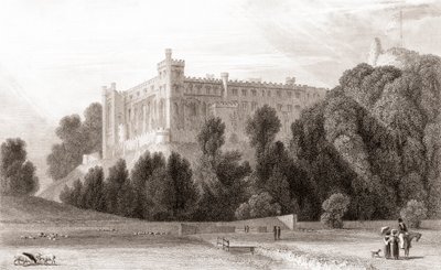 Arundel Kalesi'nin 19. yüzyıl görünümü, Arundel, West Sussex, İngiltere. Churton'ın Portre ve Manzara Galerisi'nden, 1836'da yayınlandı. by English School