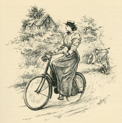 19. yüzyıldan kalma bir kadın bisikletçi. 1897'de yayınlanan The Strand Magazine'den. by English School