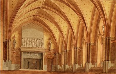Baronial Hall, c.1840 (suluboya) by English School