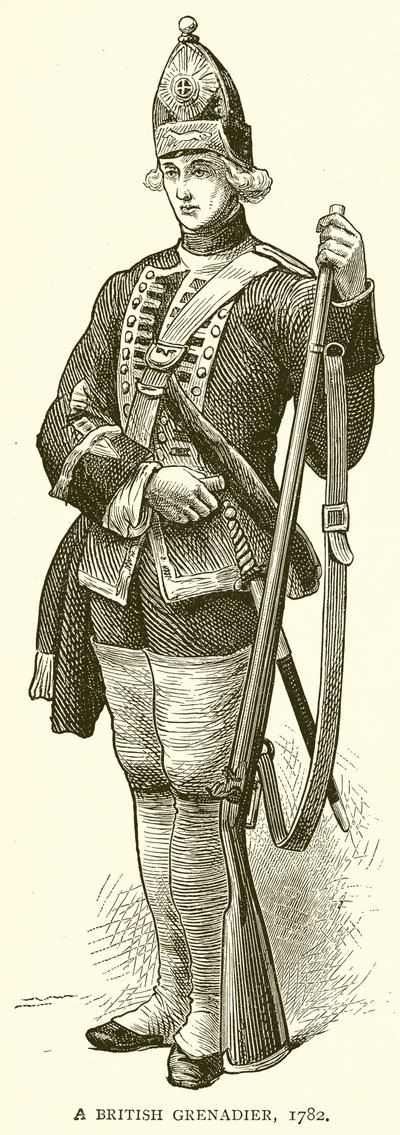 Bir İngiliz Grenadier, 1782 by English School