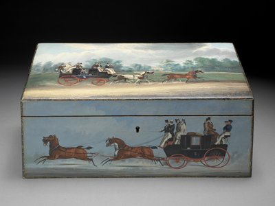 Taglioni Baskılarından Sahneler ile boyanmış bir Puro Kutusu, c.1840 (meyve ağacı üzerine yağlı boya) (arkadan görünüm için 285536