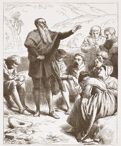 Bir Conventicle: Worship on the Hill-Yanda, James Aitken Wylie (1808-1890) tarafından yazılan Protestanlığın Tarihinden bir örnek, pub. 1878 by English School