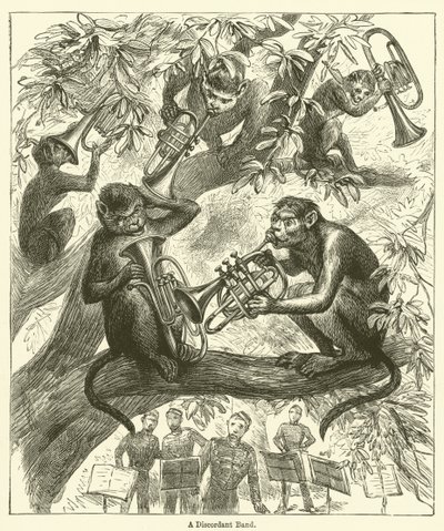 A Discordant Band (gravür) by English School