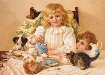 Bir Aile Çay Partisi (chromolitho) by English School