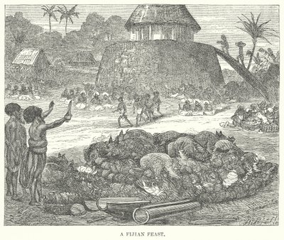 Bir Fiji Ziyafeti (gravür) by English School