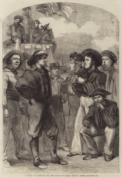 Majestelerinin Deniz Yedek Kuvvetleri için Acemi Bir Grup (gravür) by English School