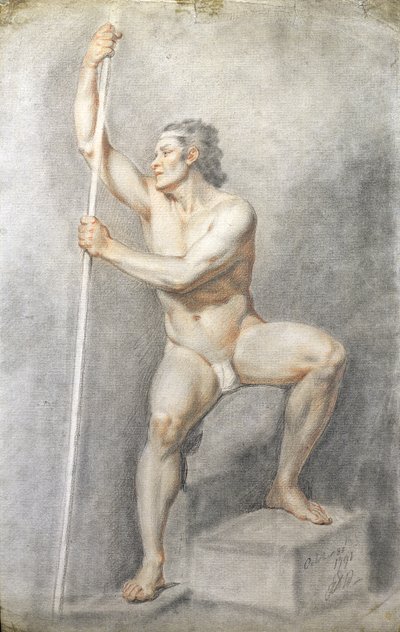 Asa Tutarak Çıplak Erkek, 1770 dolayları (kağıt üzerinde renkli tebeşirler) by English School