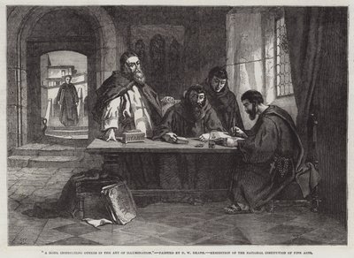 Başkalarına Aydınlatma Sanatını öğreten bir keşiş (gravür) by English School