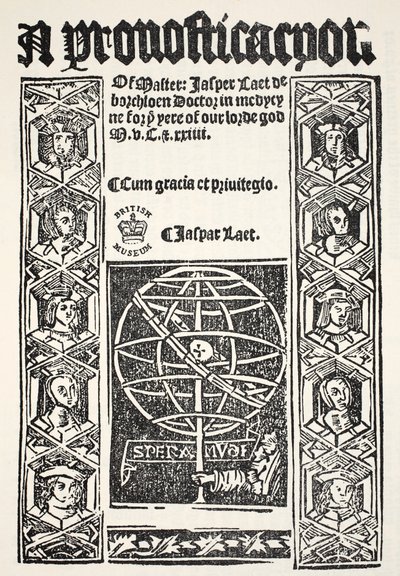 A Prognostication, Jasper Laet (fl.1485-1532), R. Bankes tarafından basılmış, 1524 by English School