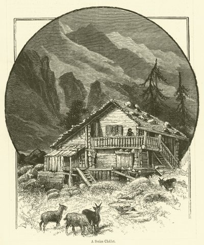 Bir İsviçre Dağ Evi (gravür) by English School