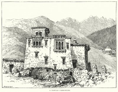 Bir Tibet Çiftlik Evi (gravür) by English School