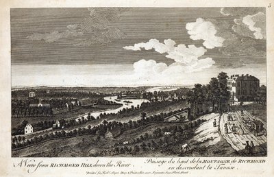 Robert Sayer Map und Printseller, Fleet Street için basılmış, Nehrin aşağısındaki Richmond Hill