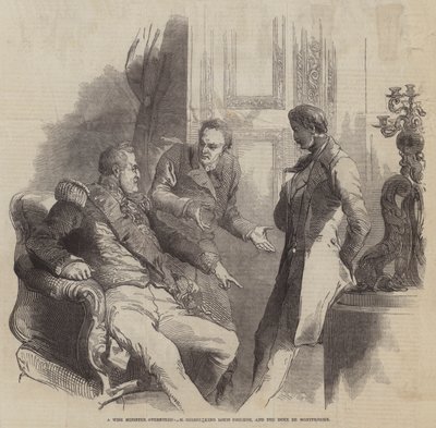 Bilge bir Bakan reddetti, M Guizot King Louis Philippe ve Duke de Montpensier (gravür) by English School