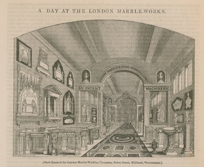 Londra mermer fabrikasında bir gün (gravür) by English School