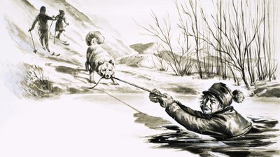 Bir köpek bir adamı buzlu bir havuzdan kurtardı by English School