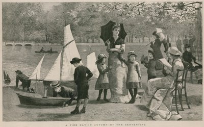 Serpentine, Hyde Park, Londra tarafından sonbaharda güzel bir gün by English School