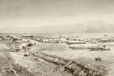 Mejillones, Şili'nin on dokuzuncu yüzyıldan genel görünümü (litho) by English School